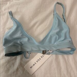 Shimmer Blue White Fox Bikini Top
